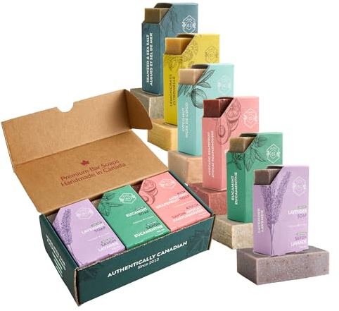 Crate 61, Handmade in Canada, Plant Based Cold Process Natural Bar Soap, With Premium Essential Oils, Dry Skin, Pack of 6 (Most Popular)