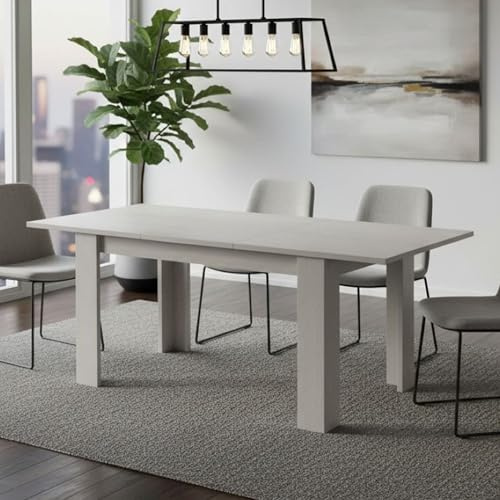 Dmora Ausziehbarer Esstisch, Ausziehbare Konsole, Moderner Tisch mit Auszug, 160 / 220x88h80 cm, Farbe Weiß