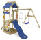 WICKEY Spielturm Klettergerüst FreshFlyer mit Schaukel & Blauer Rutsche, Outdoor Kinder Kletterturm mit Sandkasten, Leiter & Spiel-Zubehör für den Garten…