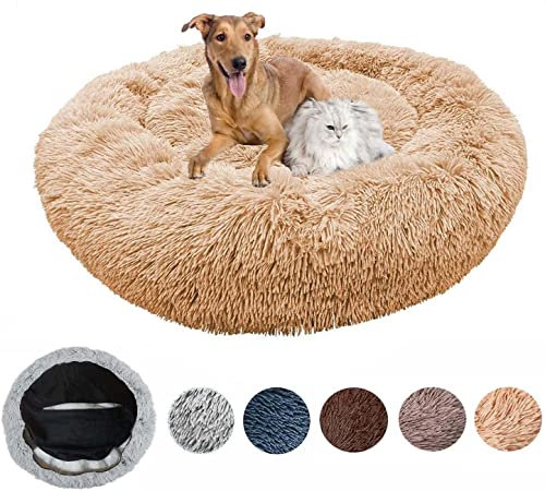 Zoomlie XXL Hundebett Orthopädisch Waschbar Rund Haustierbett Für Große Grosse Mittelgroße Hunde XL Hundesofa Antistress Waschbar Kuschelig Hundekissen Memory Foam Hoch Oval Donut Labrador Hundehöhle