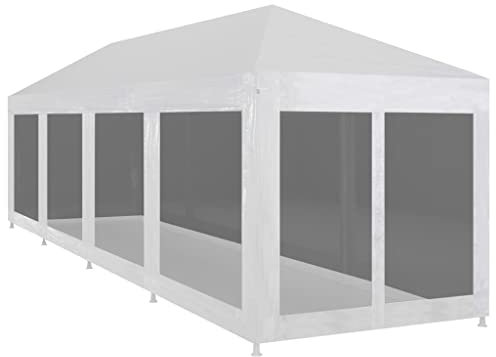 HOMIUSE Partyzelt 12x3 m Pavillon Faltpavillon Grillpavillon Gartenpavillon Gartenlaube Verkaufsstand Party Zelt Groß Bierzelt Faltzelt Grill Pavillions Klappbar mit 10 Mesh-Seitenwänden Weiß&Schwarz
