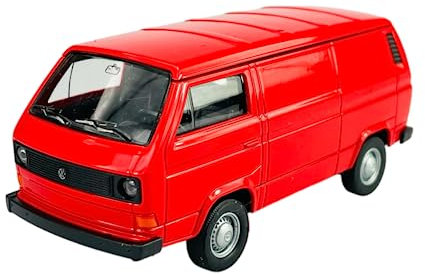 Welly VW Volkwagen T3 Transporter Kasten Rot 1979-1992 1/34-1/39 Metall Modell Auto Die Cast Neu im Kasten
