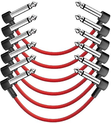 ANNNWZZD Gitarrenkabel Pedalboard Instrumentenkabel Patch Kabel für Gitarre, Bass Effektpedale Pedalboard Gitarre, Verstärker-Mischpult, Pedalboard, Gitarre, E-Gitarre 15 cm 6 Pack