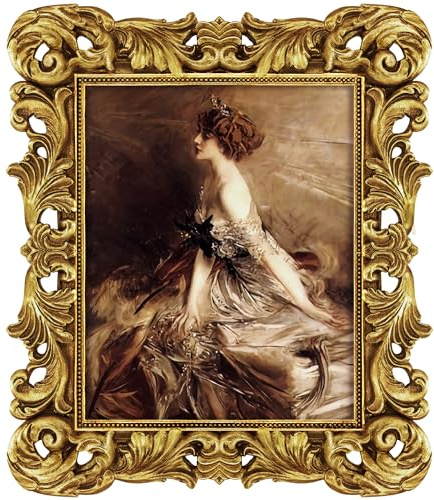 FJXMFRAME Cornice portafoto ondulata, 20 x 25 cm, oro anticato, da appendere alla parete e al tavolo, cornici barocche ornate da 20 x 25 cm o opaca fino a 12 x 18 cm (20 x 25 cm, oro)