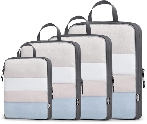 G4Free 4-teiliges Set Koffer Organizer Kompression & Kompression Packtaschen & Packing Cubes Compression & Koffer Organizer Set & Erweiterbar Kleidertaschen für Urlaub Reisen