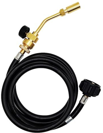 Aznever Antorcha de Soldadura, Antorcha de Soldadura con Manguera | Pequeña antorcha con Manguera para antorcha,Soplete de Soldadura de latón Macizo, Control de Llama Ajustable, soplete de Llama Tipo