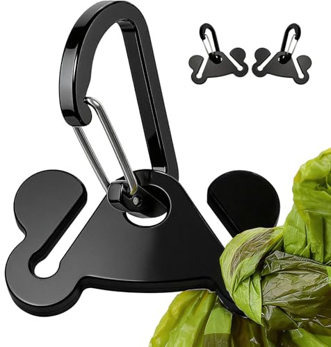 Hilihali Dog Poop Bag Holder for Waste Bags Dispenser Leash Pet Waste Bag Carrier Hand Free Walking Holder,2PCS Black Holders
