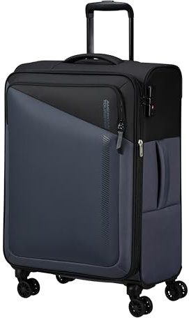 American Tourister Daring Dash - Spinner M, Erweiterbar Koffer, 66.5 cm, 67/75 L, Schwarz/Grau (Black/Grey)