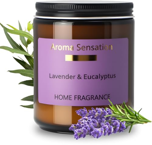 Lavendel Duftkerze im Glas, Kerze Duft Geschenk für Frauen Freundin, Scented Candle, Aromatherapie Kerze für Entspannung, Natürliches Sojawachs, 80 Std. Lange Brenndauer, 200g
