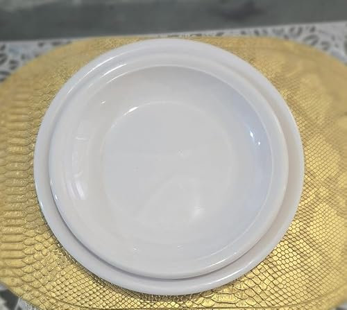 Round Dinner Plates, 23 cm, White, Set of 6, Restaurant-Grade