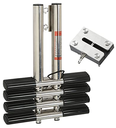 Glomora Stainless Steel Telescoping Ladder,4 Step Folding Boat Ladder Telescoping Pontoon Boat Ladder Fit for Marine Boat Dock Swimming Pool