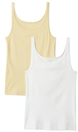 Amazon Essentials Top ajustado sin mangas y con tirantes finos Mujer, Paquete de 2