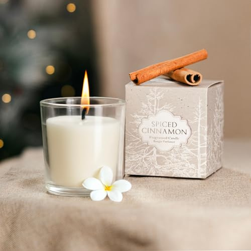 Marco Paul Scented Candles Set - Spiced Cinnamon Scent Votive Candle Jars - Scented Christmas Candles Gifts for Women - Christmas Decorations Centerpieces for Dining Table - Early Christmas Presents