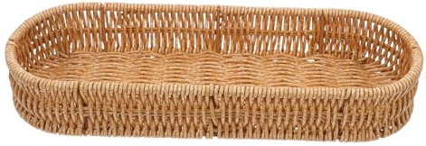 WEKADRIN Organizador Rectangular Cesta Tejida Marrón de Cubiertos de Plástico Acceso Conveniente para Utensilios de Cocina Adecuado para Almacenamiento en Cocina