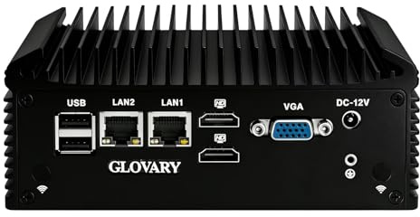 Glovary Fanless Mini PC N150 (N100 Upgrade), Barebone, 2 LAN 4 COM Industriale PC, 2HD VGA Micro Desktop Computer for Home Office, 10 Pin GPIO, 4USB3.0, 2USB2.0, Auto Power On