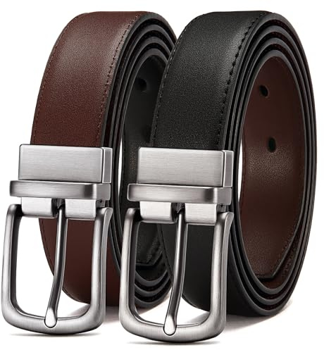 CHAOREN Mens Belt Leather 1 Piece, Reversible Belt for Men 1 1/4 for Suit
