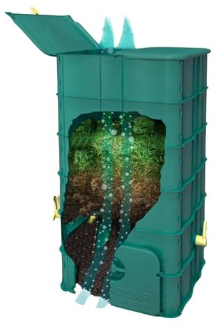 SUPERCOMP geruchsfreier Garten Komposter Schnellkomposter, kein Kompost Umsetzen mehr, mit innovativer Vorrichtung, ohne Bodenplatte, 350 L