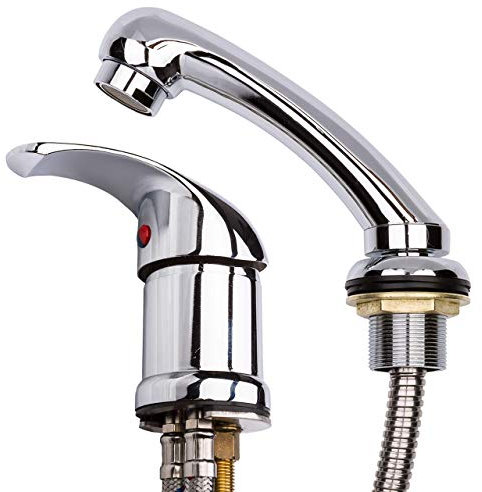 Staboos Profi Mischbatterie aus Messing und Handbrause, Wasserhahn für Friseur Waschsessel und Rückwärtswaschanlag