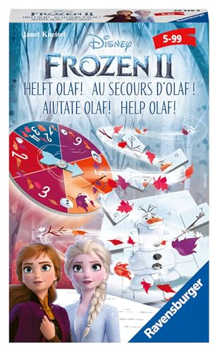 Ravensburger 20528 - Disney Frozen 2 helft Olaf, Mitbringspiel für 2-4 Spieler, ab 5 Jahren, kompaktes Format, Reisespiel, Glücksspiel