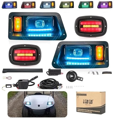 10L0L Kit di luci per carrello da golf per Yamaha G14 G16 G19 G22 – Kit faro e fanale posteriore con RGB DRL, controllo app e sincronizzazione musicale, convertitore CC 36 V/48 V integrato