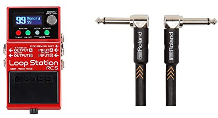 BOSS Rc-5 Loop Station – Advanced Compact Looper, 99 Phrase Memories, 57 Rhythms, And Midi Control Support & Roland Black Series Instrument Cables, Ric-B3Aa, Black, Length: 3 Ft./1 M