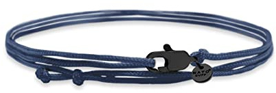 Nato Cuff - Bracciale Wrap avvolgente in Nylon a doppio involucro - Fatto a mano in Francia - Regolabile - Gioiello Uomo o Donna (Blu/Nero)