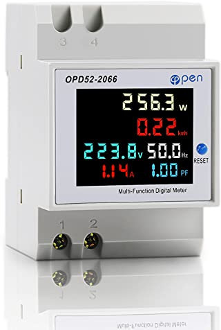 WEBN Compteur Electrique Consommation Kwh,Compteur d'énergie Monophasé ac40-300v,100a,Affichage numérique avec différentes couleurs Voltmètre Ampèremètre