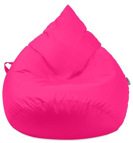 Droplet-Lounge Tropfenform Sitzsack mit Füllung | für Kinder Erwachsene | Indoor & Outdoor geeignet | Wasser-& Schmutzabweisend | Sitzkissen Bodenkissen Beanbag (XL Durchmesser 70 cm, Pink)