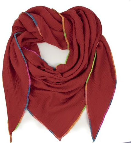 Gloop Damen XXL Dreieckstuch Halstuch Baumwolle Musselin Schal Poncho Ohne Kratze an Haut Hergestellt in Italien 135 cm×135 cm×220 cm