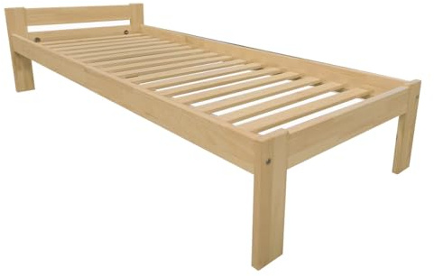 PROSBUD Bett 90x190 cm Mit Lattenrost Bettrahmen Bettgestell Unbehandeltes Kiefernholz Naturfarbe Malma