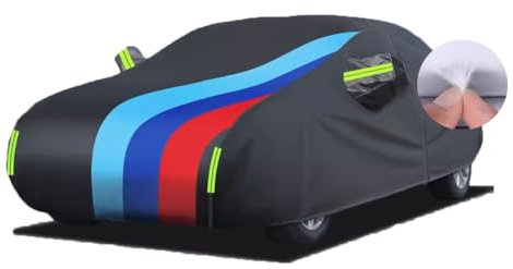 VIVAZYQ Autoplane Wasserdicht Atmungsaktiv Passend Für FIAT 500, mit Reißverschluss und Oxford-Stoff Draussen Autoplane, Vollgarage Autoabdeckung für Schnee Regen Staub(C)