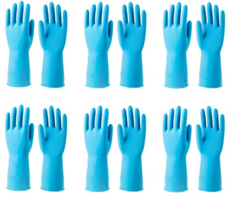 Siyecioa 6 Paires Gants Menage, Gant de Nettoyage, Gant de Protection, Gants Latex, Gants Vaisselle, Home Disinfection Dust Removal Gloves, M Code (Bleu)