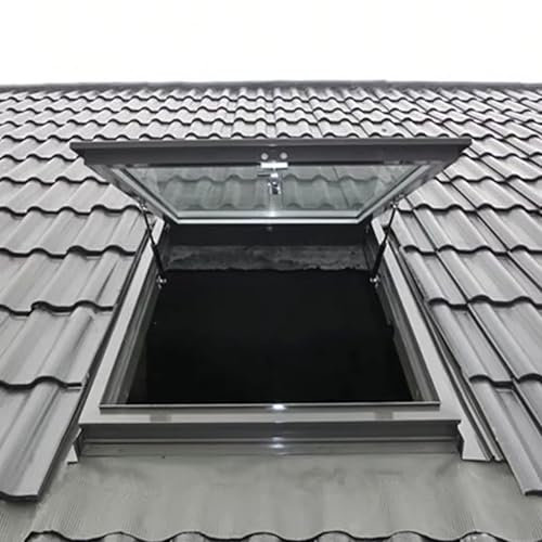 Claraboya Ventanas Exteriores para Cobertizos, Graneros y Casas, Puerta de Acceso a Techo Plano con Manija, Ventana de Salida del Ático con Múltiples Ángulos de Inclinación, Claraboya Manual(78x118cm(