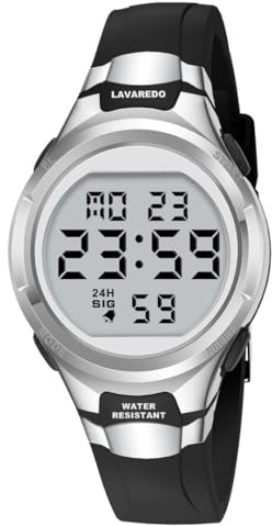 Timever Damen Armbanduhr mit Silikonband,Digitaluhr mit Alarm,Stoppuhr,Datum,Licht L6662S