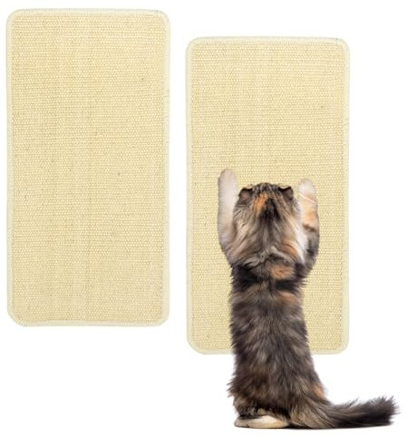 Hisdricus 2 Stück Kratzmatte Katze - Sisal Katzenkratzmatte 50 x 25 cm - Kratzmatte Selbstklebend - Katzenkratzbretter für Sofa, Möbel, Tür und Wand