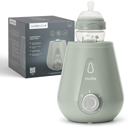 Nuvita 1165 | Chauffe Biberon Voiture et Maison | Chauffe Biberon Portable |Préparateur Biberon | Chauffe Biberon et Repas | Preparateur Biberon Automatique | Lait Maternel - Sage Green
