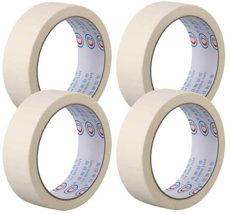 Lot de 4 rubans d'artiste - 50 m x 15 mm - Blanc - Ruban de masquage amovible pour art, peinture aquarelle, cadre sur toile - Ruban adhésif coloré pour peinture