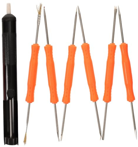 FUNOMOCYA Kit Saldatura Professionale 7 Pezzi con Aspiratore Manuale per Dissaldare Strumento Ergonomico per Stampati e Riparazioni Elettroniche