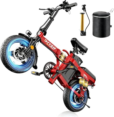DTTZH Foldable Ebike for Adults, 2000W Folding Electric Bike 40MPH, 52V 25Ah Folding Ebikes, 80 Mlies Long Range Adult Electric Bicycles, UL2849 Certified E Bike (Red)