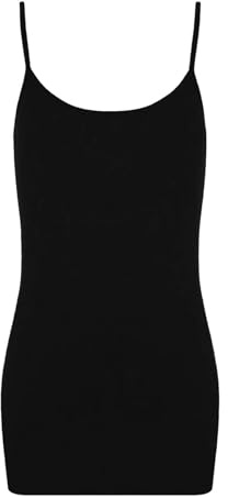 janisramone Dam Cami Bodycon miniklänning, stretchig rund hals linnen, strappy korta västklänningar, sommarfestklänningar för kvinnor Storbritannien, enkel spagettiremklänning, Svart, 38/40 SE