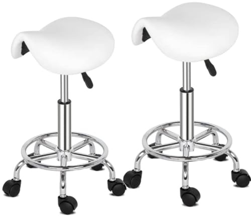 TactFire 2 pièces Tabouret de Selle de Cheval pivotant à 360° Blanc