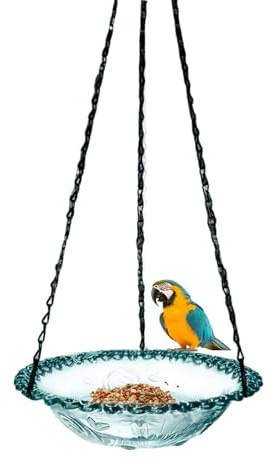 Mangime per uccelli – per uccelli da esterni, stazione in metallo sospesa | Casetta decorativa per uccelli da giardino, accessorio con recinzione per prato, balcone, albero, cortile per uccelli
