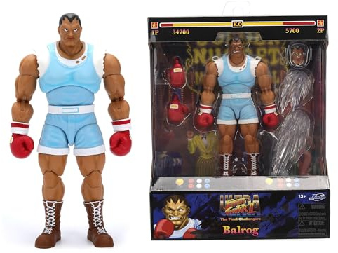 Jada Street Fighter Figura Balrog 17 cm Articulada con Accesorios Intercambiables Figura Acción Coleccionable +13 Años (9335741314R00)