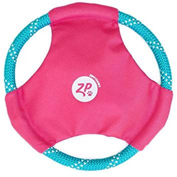 ZippyPaws Rope Gliderz - Durable Outdoor Dog Frisbee Toy, Soft Pet Flying Disc for Beach & Pool, Interactive Frisbee for Fetching, Made of Tough Mountain Climbing Rope - Magenta
