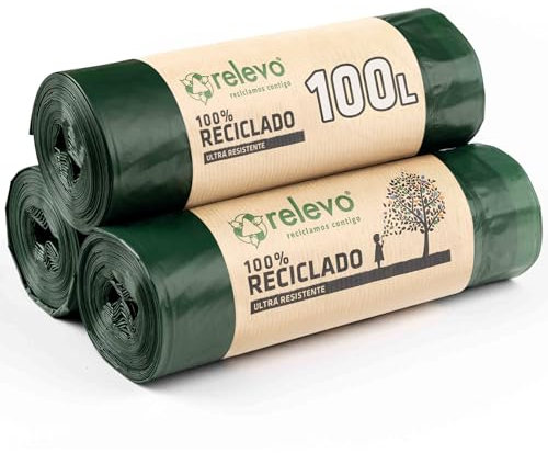 Relevo 30 Stück Müllbeutel 100 L - 100% Recycelt Müllsäcke