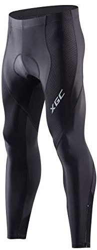 XGC Men's Long Cycling Pants Trousers Bike Pants Trousers Tights Legging with High-Density High-Elasticity and Highly Breathable 4D Sponge Padded (Black, M)