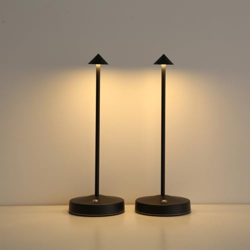 maglaw Rechargeable Cordless Table Lamp,3000mAh Battery Operated Table lamp,Portable LED Touch 2 Levels Brightness Dimmable Bar Lamp,Battery Powered Lamp for Bars,Restaurant,Living Room(2 Pack)