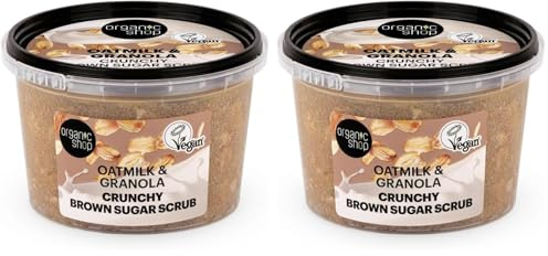 Organic Shop Oatmilk & Granola Crunchy Brown Sugar Scrub, 250 ml (Pack of 2)