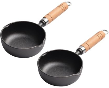 Cabilock 2-teilige Mini-pfanne Aus Gusseisen 13 Cm Butterschmelztopf Bratpfanne Warmhaltepfanne Vielseitige Bratpfanne Zum Kochen Und Servieren