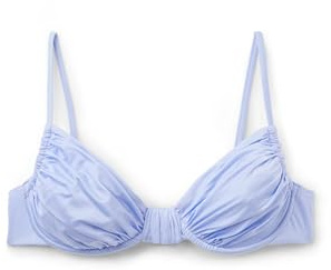 CALZEDONIA Woman's Balconette Swimsuit Top Shiny Satin in Blue, Size S